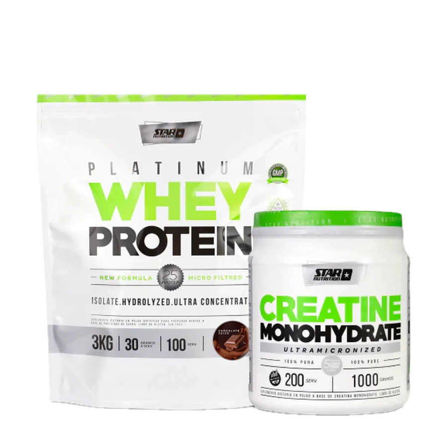 Combo: Whey 3kg + Creatina 1kg