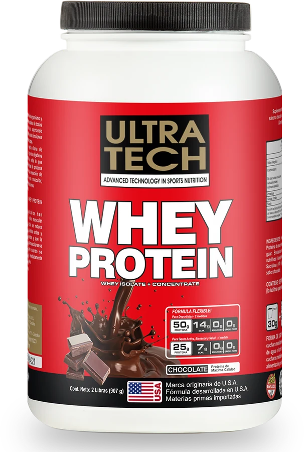 Ultra Tech Whey Protein 907 g, sabor chocolate