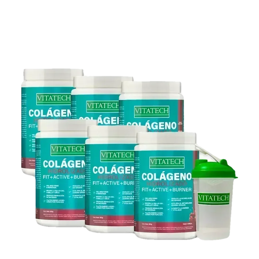 Pack x6 Vitatech Colágeno Hidrolizado Fit + Active + Burner