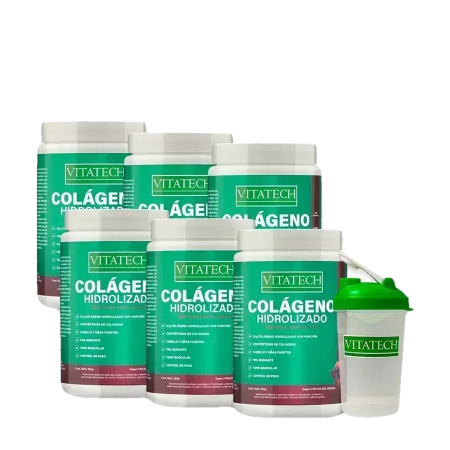 Pack x6 Vitatech Colágeno Hidrolizado Frutos del Bosque