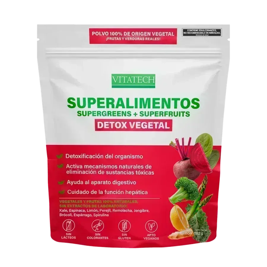 Vitatech Superalimento Detox Vegetal - Sabor Limón x 162 g
